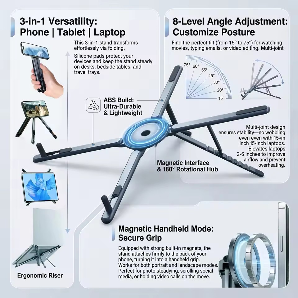 Essential Tablet Accessories - Support de téléphone magnétique portable et
