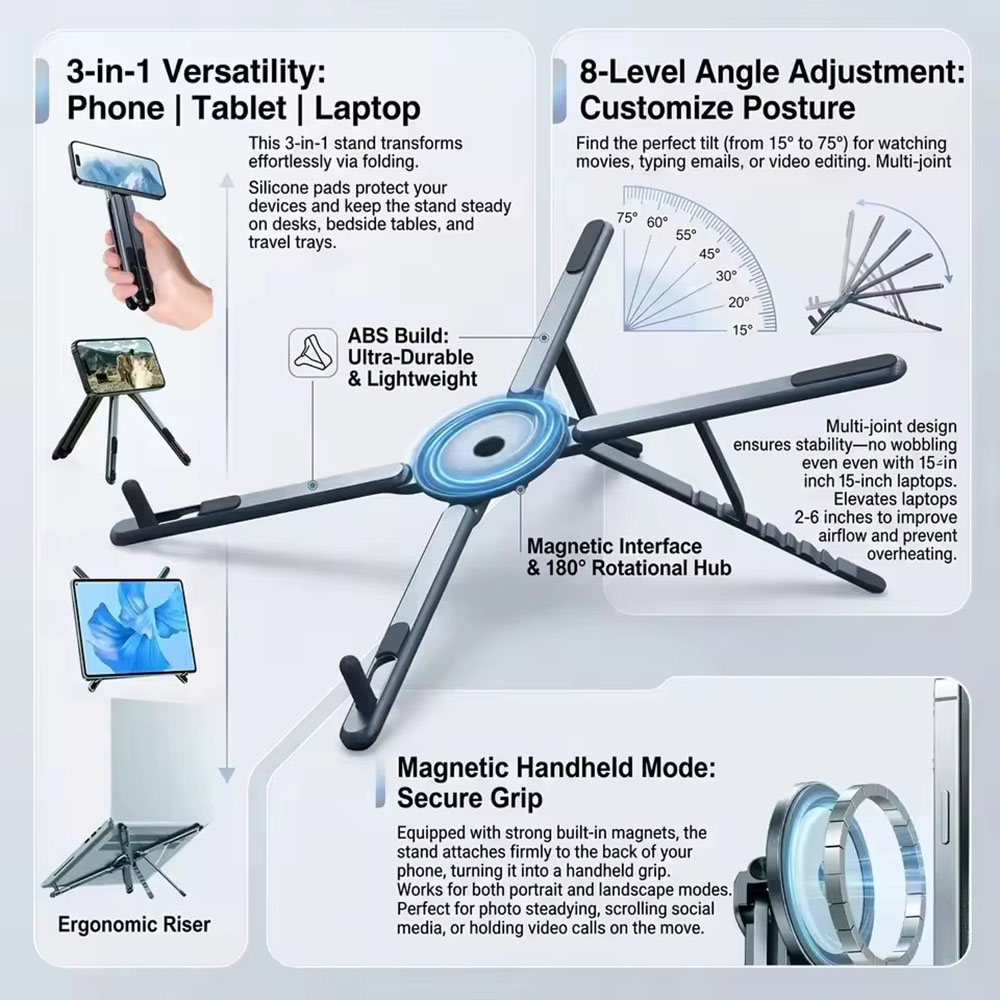 Essential Tablet Accessories - Support de téléphone magnétique portable et